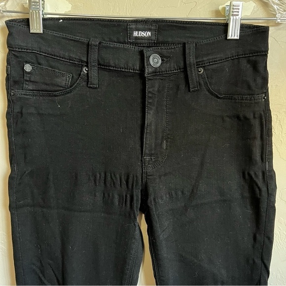 Hudson Black Nico Mid-rise Distressed Super Skinny Denim Jeans - Picture 3 of 10